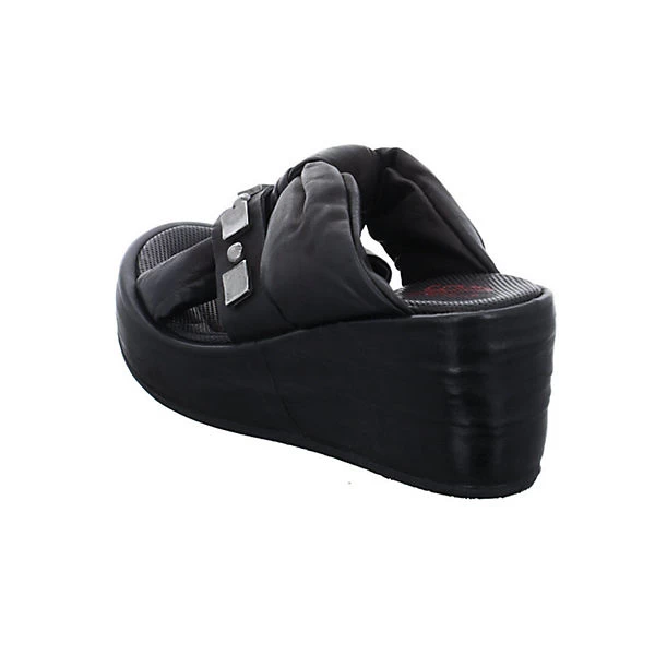 A.S.98 Damen Wedges Sandalen Arca Pantolette Fußbett Bequem Freizeit Glattleder Uni Wedge-Sneakers - Schwarz 7 A.S.98 Damen Wedges Sandalen Arca Pantolette Fußbett Bequem Freizeit Glattleder Uni Wedge-Sneakers - Schwarz – Bild 5