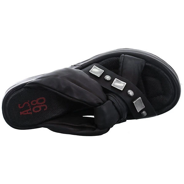 A.S.98 Damen Wedges Sandalen Arca Pantolette Fußbett Bequem Freizeit Glattleder Uni Wedge-Sneakers - Schwarz 8 A.S.98 Damen Wedges Sandalen Arca Pantolette Fußbett Bequem Freizeit Glattleder Uni Wedge-Sneakers - Schwarz – Bild 6