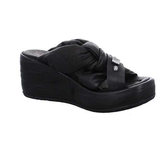 A.S.98 Damen Wedges Sandalen Arca Pantolette Fußbett Bequem Freizeit Glattleder Uni Wedge-Sneakers - Schwarz 9 A.S.98 Damen Wedges Sandalen Arca Pantolette Fußbett Bequem Freizeit Glattleder Uni Wedge-Sneakers - Schwarz – Bild 7