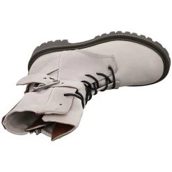 A.S.98 Damen Stiefeletten Schuhe Schnürboots Elegant Freizeit Glattleder Uni Schnürstiefeletten - Hellgrau -A.S.98 27185157 08