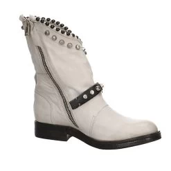 A.S.98 Damen Stiefel Schuhe Boots Elegant Freizeit Nieten Glattleder Uni Klassische Stiefel - Hellgrau -A.S.98 27202346 06