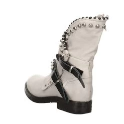 A.S.98 Damen Stiefel Schuhe Boots Elegant Freizeit Nieten Glattleder Uni Klassische Stiefel - Hellgrau -A.S.98 27202346 07