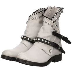 A.S.98 Damen Stiefel Schuhe Boots Elegant Freizeit Nieten Glattleder Uni Klassische Stiefel - Hellgrau -A.S.98 27202346 10