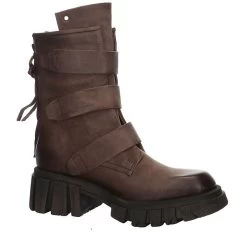 A.S.98 Damen Stiefeletten Schuhe Boots Elegant Freizeit Glattleder Uni Plateau-Stiefeletten - Braun -A.S.98 27299000 06