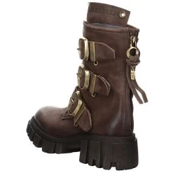 A.S.98 Damen Stiefeletten Schuhe Boots Elegant Freizeit Glattleder Uni Plateau-Stiefeletten - Braun -A.S.98 27299000 07